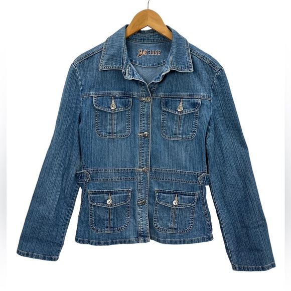 AC3998 Jackets & Blazers - AC3998 Women's Y2K Collared Long Sleeve Denim Jean Jacket Large